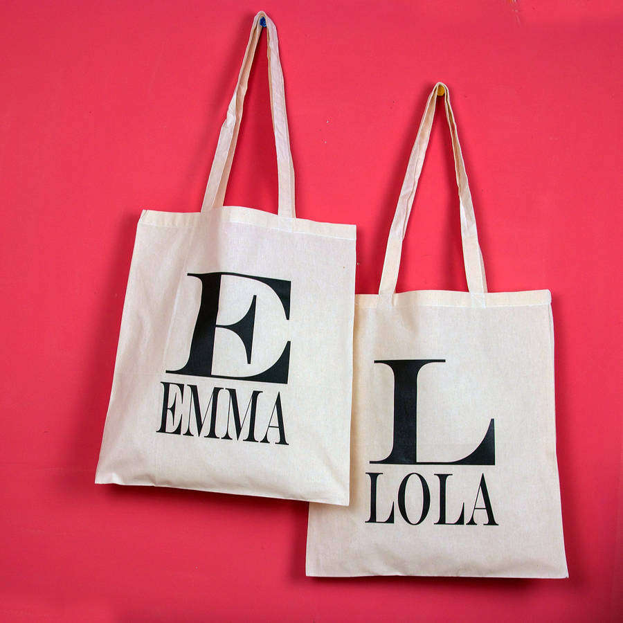 personalised initial tote bag