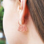 Hammered Rose Gold Plated Sterling Silver Drop Earrings, thumbnail 2 of 6