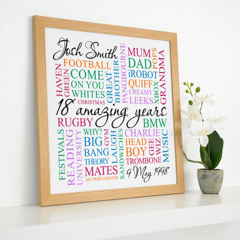 Personalised 18th Birthday Square Word Art, 5 of 11