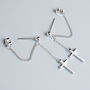 Sterling Silver Cross Dangle Stud Earrings, thumbnail 3 of 6