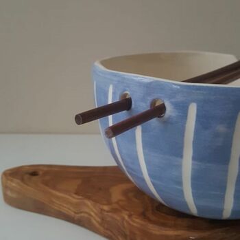 Handmade Blue Stripes Noodle Bowl, 7 of 11