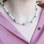 Large White Grey Round Oval Pearl Necklace And Earring Set, thumbnail 5 of 8