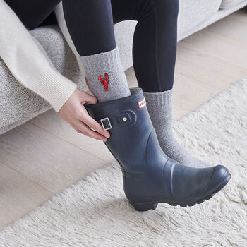 Lobster Wool Socks Embroidered Gift For Coastal Lovers, 4 of 12