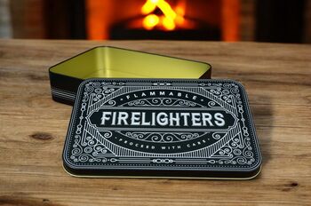 Firelighter And Match Tin Set Fireside Storage Iron Accessories Traditional Home Gift In Black, 10 of 12