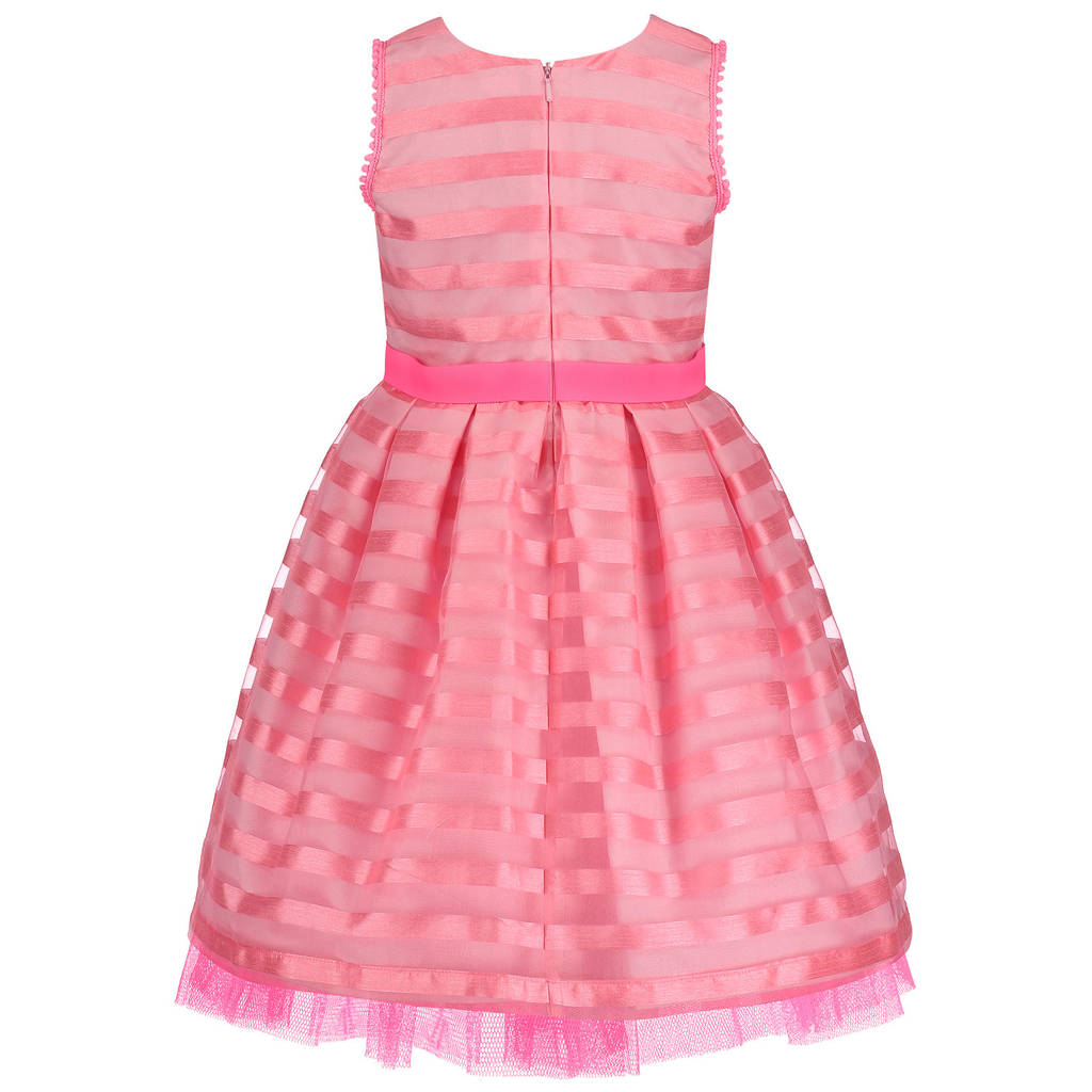 pink organza stripe flower girls occasion party dress by holly hastie