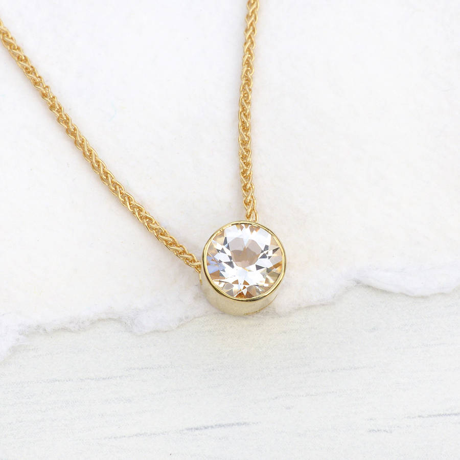 White Topaz Necklace In 18ct Gold, April Birthstone By Lilia Nash ...