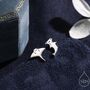 Sterling Silver Mismatched Kawaii Hammerhead Shark And Manta Ray Internally Threaded Flat Back Earrings, thumbnail 1 of 8