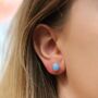 Sterling Silver Blue Opal Stud Earrings, thumbnail 7 of 11