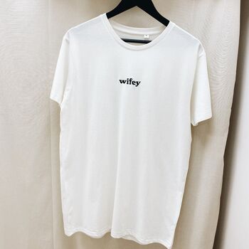 Wifey Block Font Embroidered T Shirt, 2 of 2