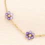 Stainless Steel Flower Beaded Chain Bracelet In Pink Or Purple, thumbnail 3 of 5