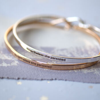Nevertheless She Persisted Slim Brass Bangle, 3 of 12