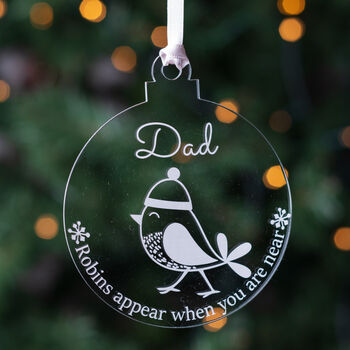 Personalised Robins Appear Memorial Bauble, 2 of 2