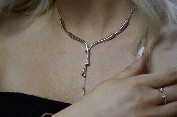 Solid Sterling Silver Dripping Necklace, 7 of 12