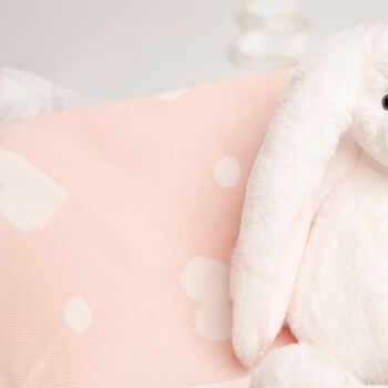 White Bunny Toy And Pink Heart Blanket Baby Gift Set, 5 of 5