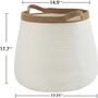 Boho Laundry Basket Storage White Jute Round Shape, thumbnail 3 of 4