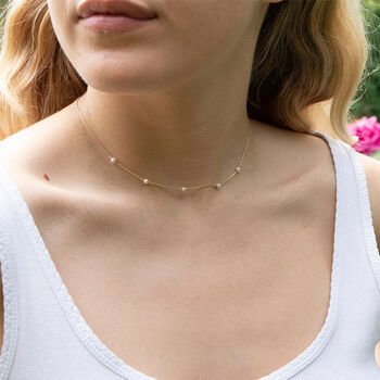 9ct Solid Gold Pearl Beaded Necklace, 3 of 6