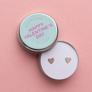 Valentine's Silver Heart Earrings In Presentation Tin, 3 of 4