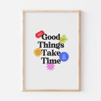 Y2k 90s Retro Positive Good Things Take Time Print, 2 of 5