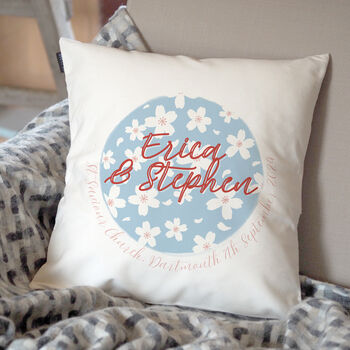 Cherry Blossom Wedding Or Anniversary Cushion, 2 of 3