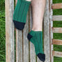 Pin Stripe Green And Oxford Stripe Men's Trainer Socks, thumbnail 9 of 9