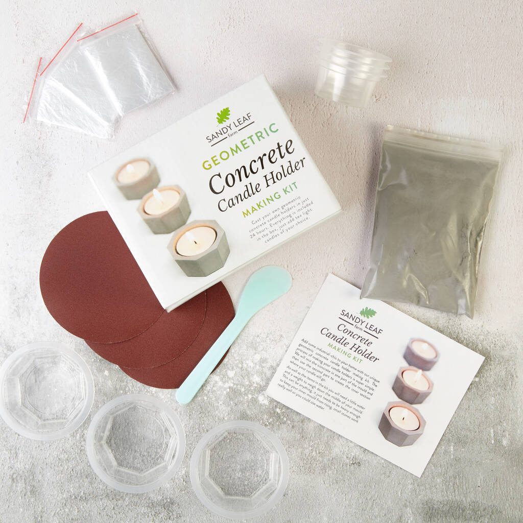 Geometric Concrete Candle Holder Making Kit By Sandy Leaf Farm