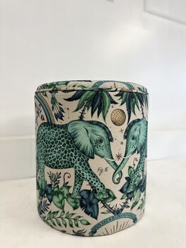 Dressing Table Stool In Green Elephant Linen, 2 of 3