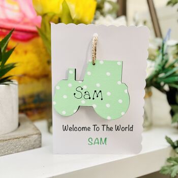 Personalised New Baby Boy Card Welcome World Keepsake, 5 of 7