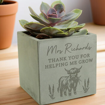 Highland Personalised Cow Concrete Plant Pot, 2 of 3