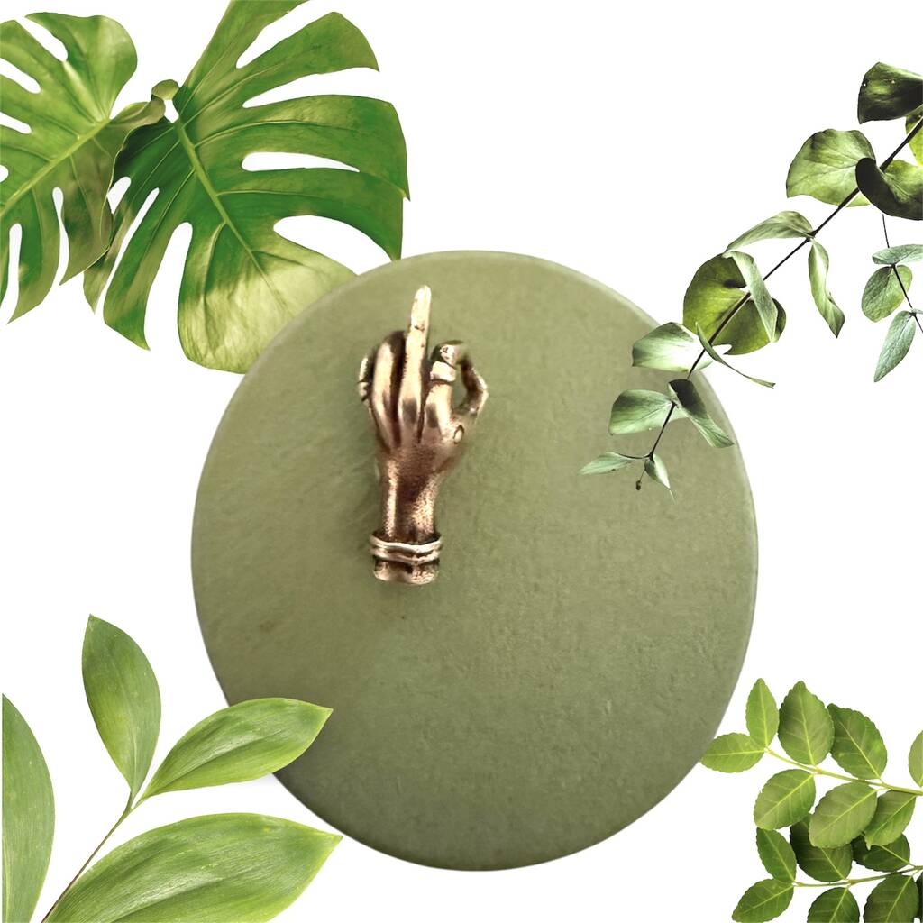 Bronze ‘Fk You’ Middle Finger Brooch, 1 of 3