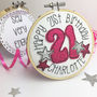 Personalised 21st Birthday Embroidered Hoop Card, thumbnail 4 of 6