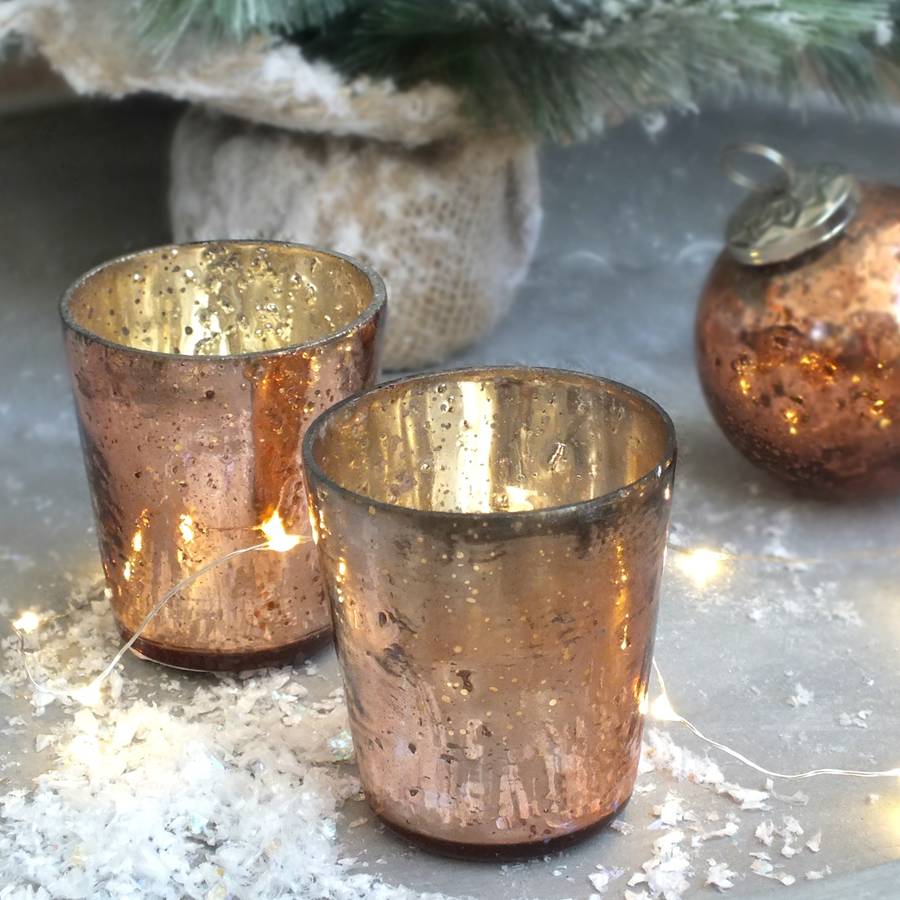 Copper Glass Tea Light Holder By Magpie Living