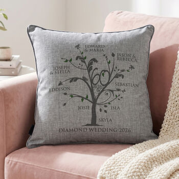 Personalised Diamond Anniversary Family Tree Cushion, 3 of 6