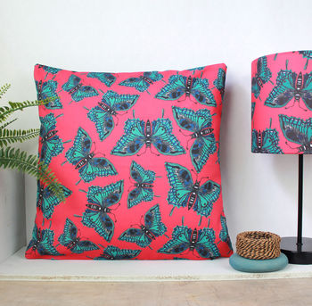 Pink Botanical Butterfly Cushion, 2 of 2