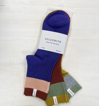 Pack Of Three Autumnal Shade Solesmith Socks, 2 of 10