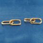 Gold Double Link Chain Earrings, Paperclip Earrings, Hanging Hoops, thumbnail 3 of 7