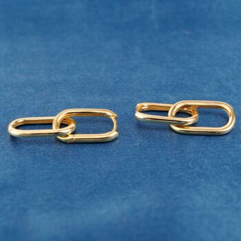 Gold Double Link Chain Earrings, Paperclip Earrings, Hanging Hoops, 3 of 7
