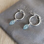 Aquamarine Semi Precious Gemstone Hoop Earrings, thumbnail 2 of 6