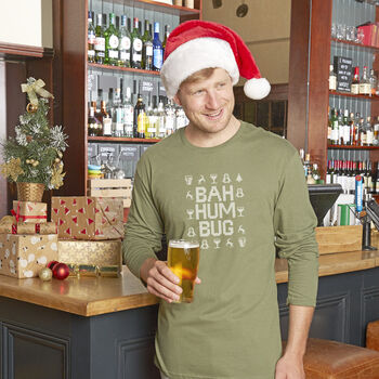 Bah Humbug Men's Anti Christmas Long Sleeved T Shirt, 3 of 8