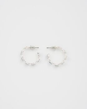 Forget Me Not Stud Hoop Earrings Silver, 3 of 6