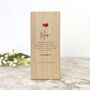 Personalised Any Message Red Heart Wood Tea Light Holder 13cm H, thumbnail 5 of 7