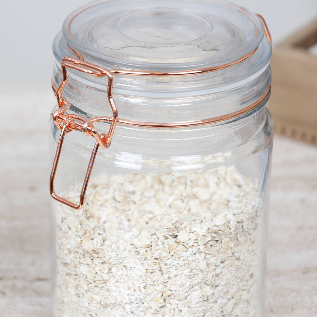 Glass Storage Jar With Copper Clip Lid Selection By Dibor