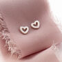 Heart Outline Stud Earrings Sterling Silver, thumbnail 1 of 7