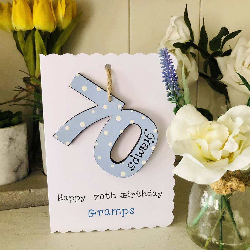 Personalised 70th Birthday Card Wooden Number Gift, 1 of 4