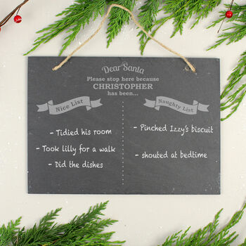 Naughty Or Nice List Christmas Slate Sign, 2 of 5