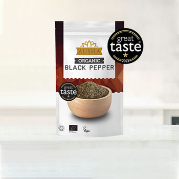 Ausha Organic Black Pepper 200g Coarse Form UK Certified Organic By Soil Association Great Taste Award 2023, 2 of 12