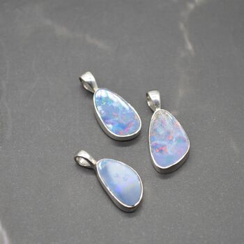Blue Opal Pendant: Sterling Silver, Teardrop, 8 of 8