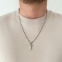 Mens Cross Pendant Two Stainless Steel Necklace Set, thumbnail 3 of 3