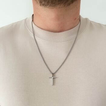 Mens Cross Pendant Two Stainless Steel Necklace Set, 3 of 3