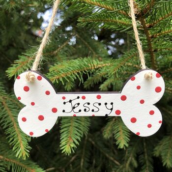 Personalised Pet Dog Bone Christmas Tree Decoration, 6 of 7