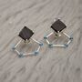 Raw Black Onyx, Turquoise Sterling Silver Earrings, thumbnail 6 of 8